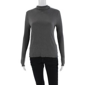 3x1 NYC Womens Long Sleeves Pullover Turtleneck Sweater Pebble Gray Size Large